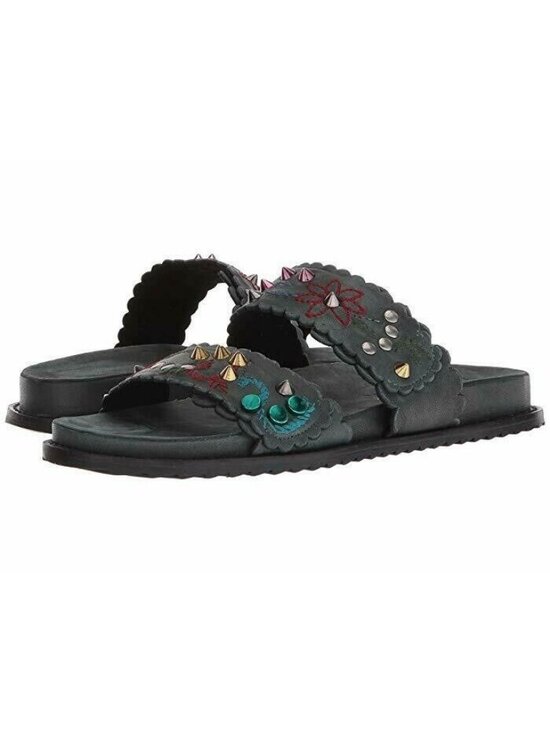 Free People Shoes - Free People Leather Sandal Spellbound Footbed Black US 6 EUR 36 New In Box